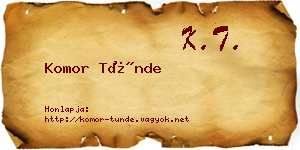 Komor Tünde névjegykártya